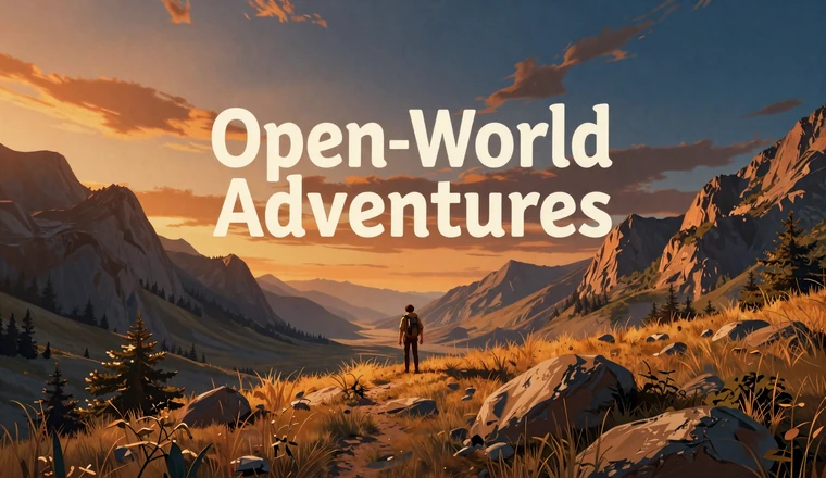 Long Roads collection - vast mountain landscape with explorer at golden hour