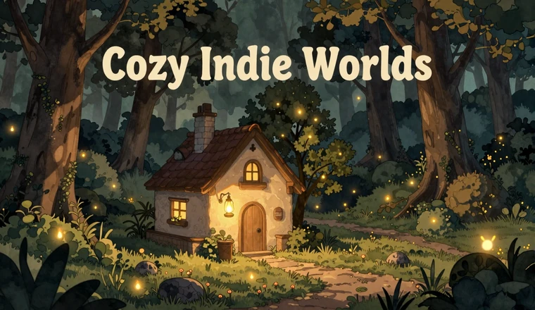 Quiet Weekend Games collection - magical forest cottage with fireflies and warm lantern light