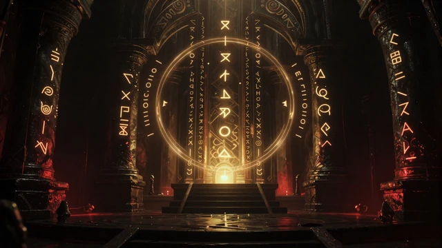 Upcoming RPG teaser - dark dungeon with glowing runes and ancient magic